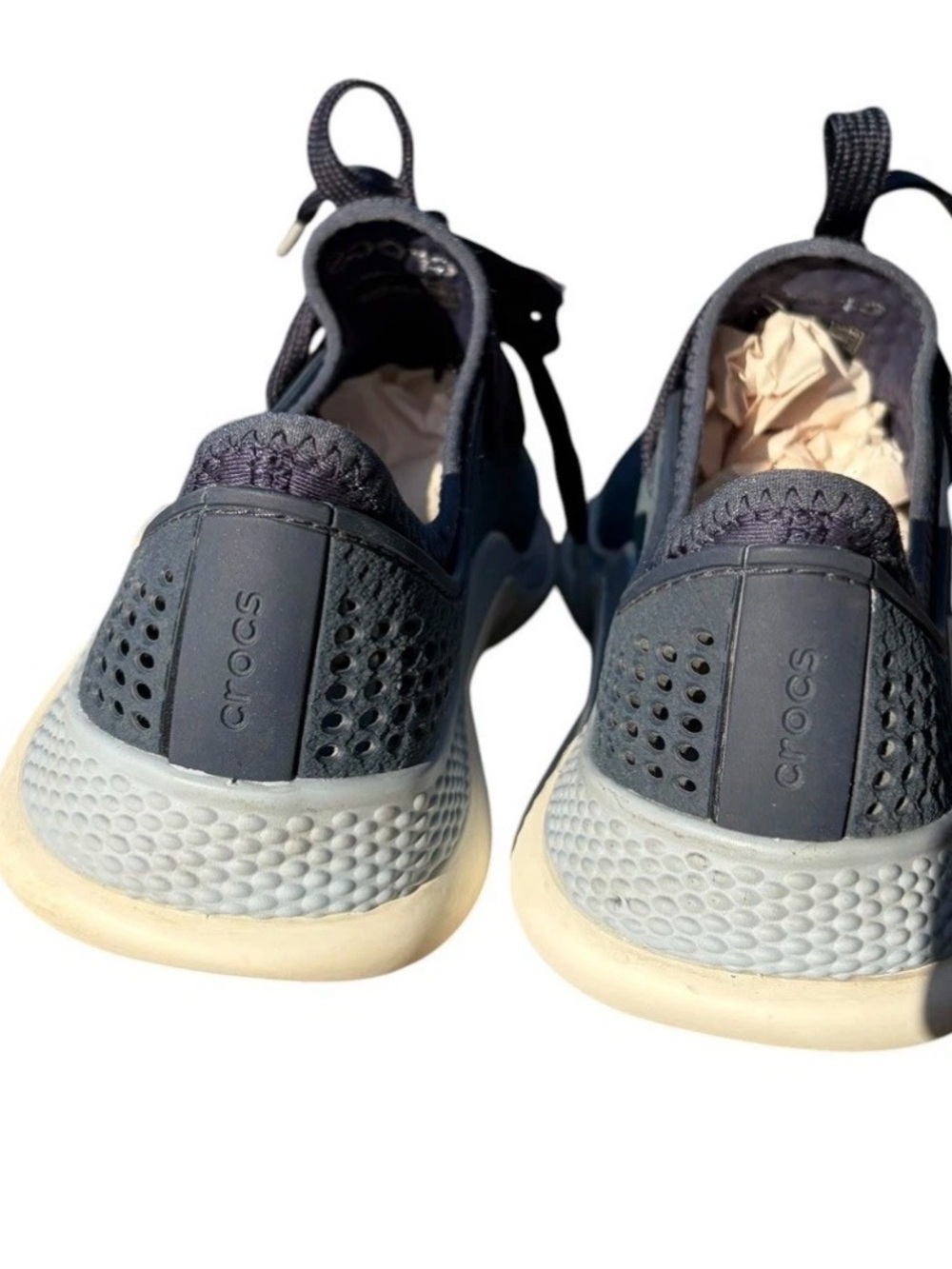 Crocs Literide Pacer navy and blue-grey lightweight sneakers Sz 7 - Picture 4 of 9
